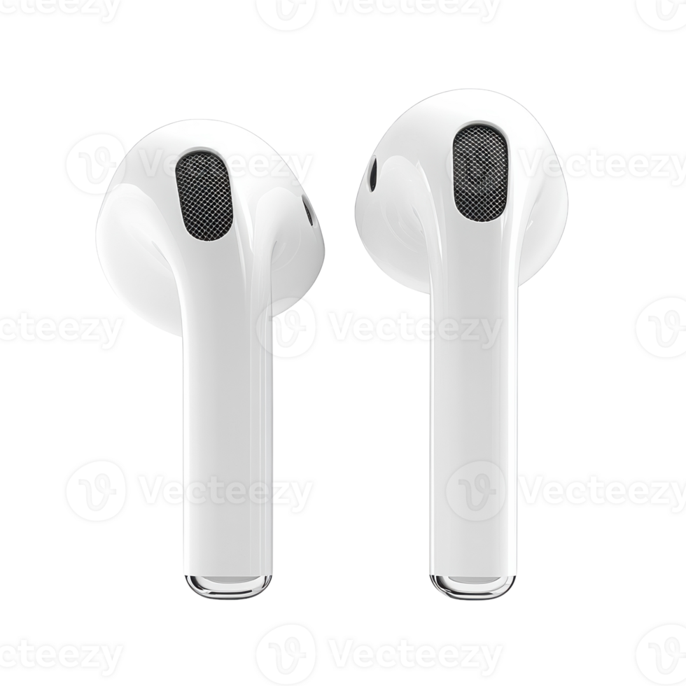 Wireless Earbuds on White Background for Tech and Music Promotions on Transparent Background png