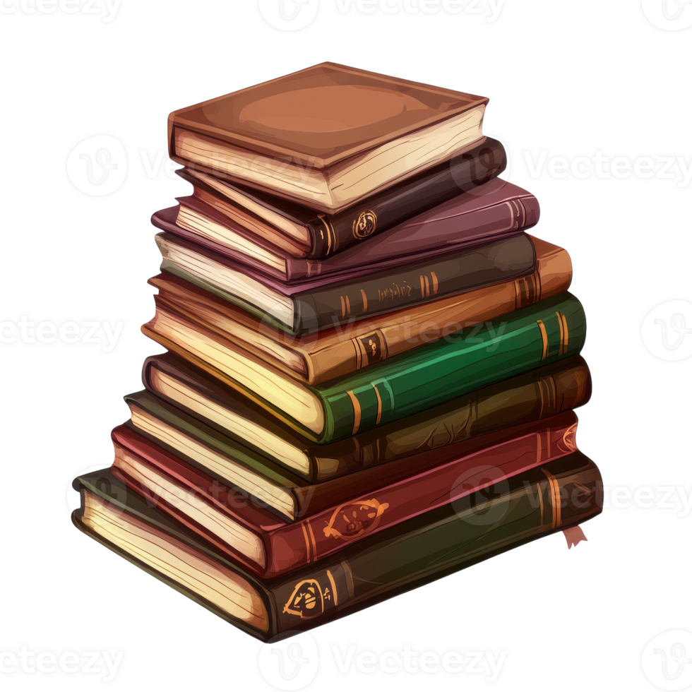 Pile of Books Isolated on White Background for Educational and Literary Use on Transparent Background png