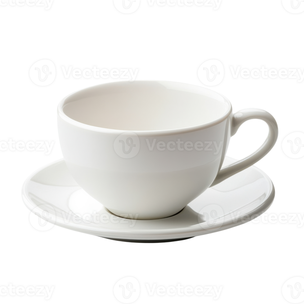 Elegant Plain White Ceramic Teacup with Saucer for Tea Lovers on Transparent Background png