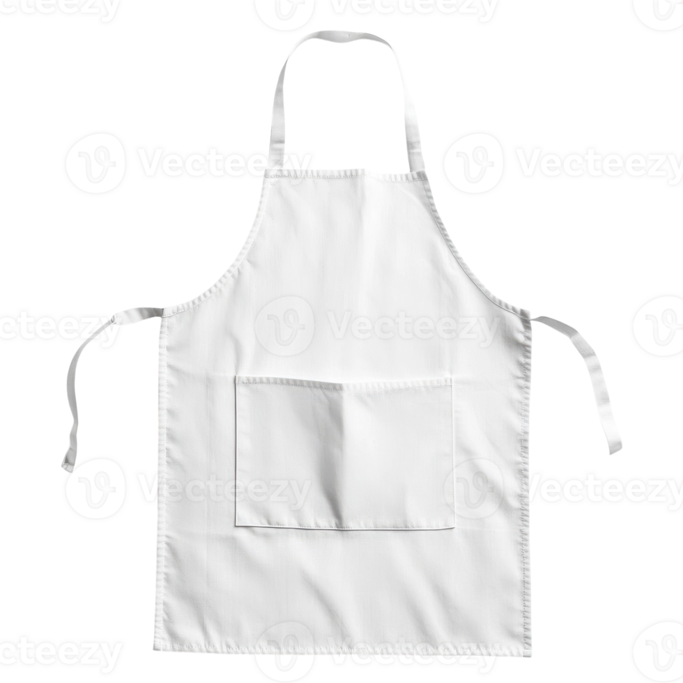 Plain White Cotton Apron for Kitchen Use and Cooking on Transparent Background png