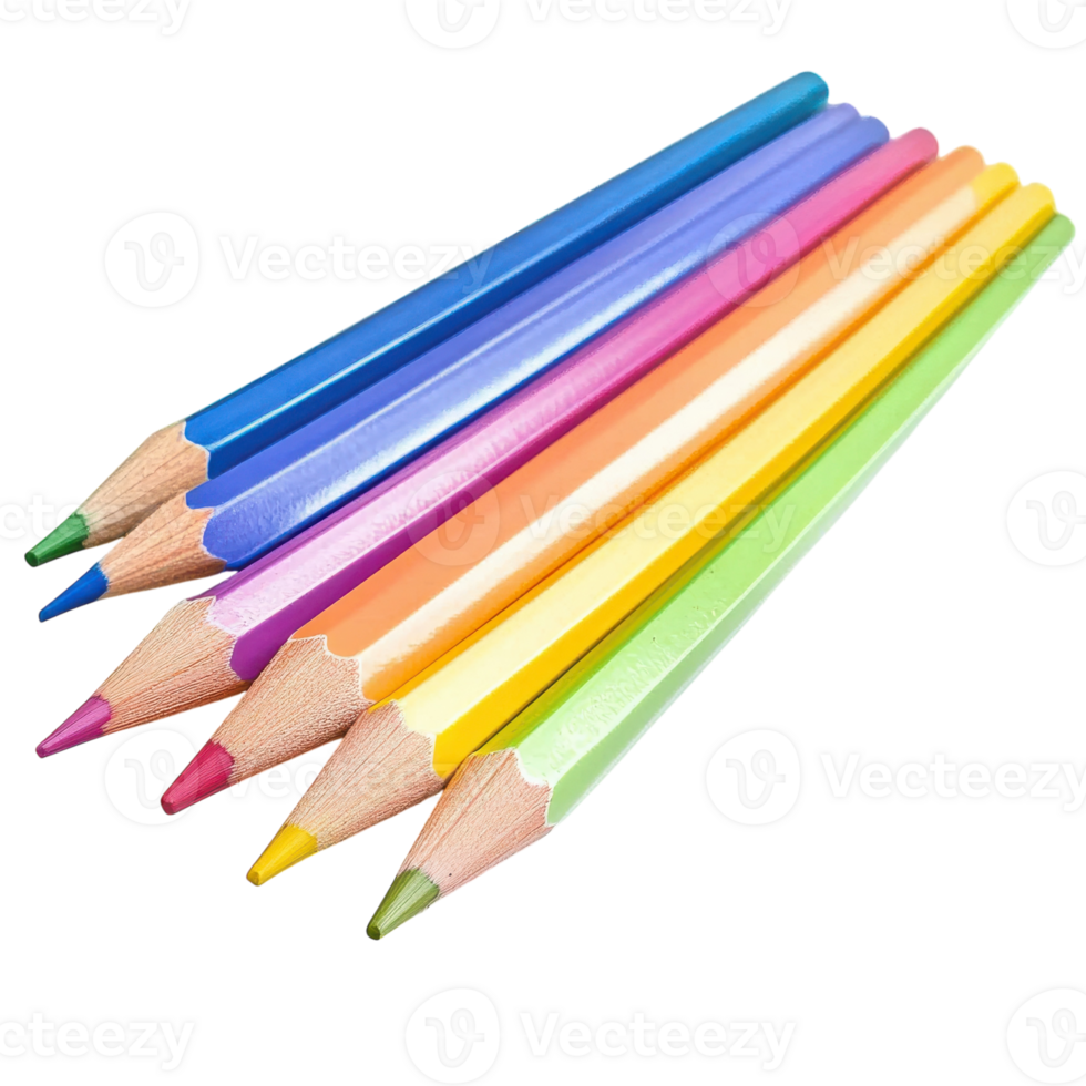 Vibrant Rainbow Colored Pencil Set for Creative Projects on Transparent Background png