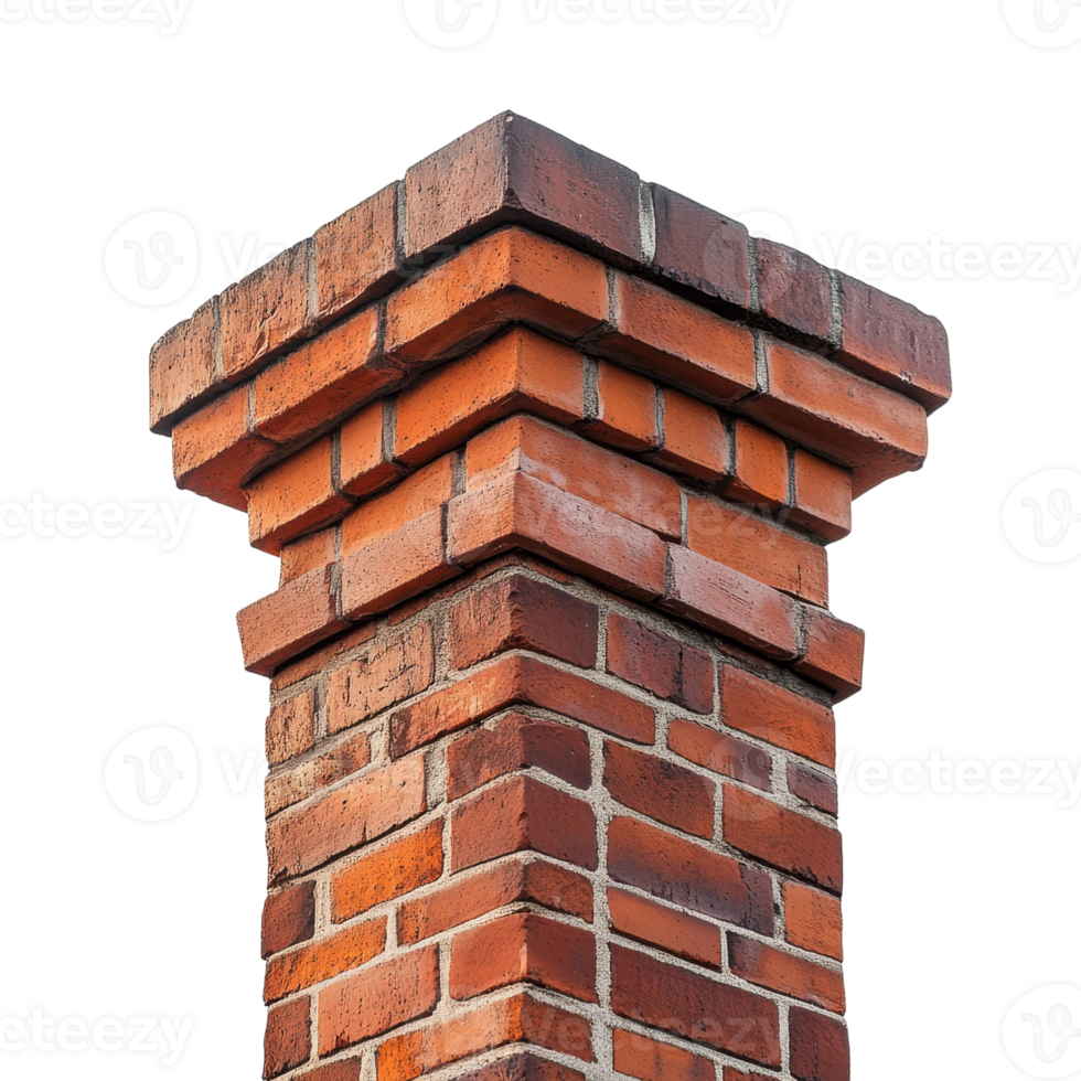 Red Brick Chimney on White Background - Ideal for Construction and Architecture Projects on Transparent Background png