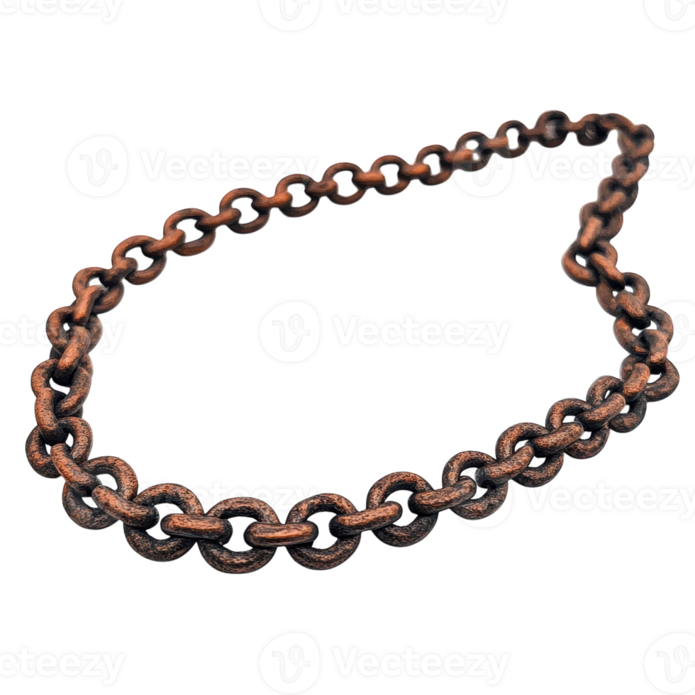 Close-up of a Rusty Metallic Chain for Industrial Use on Transparent Background png