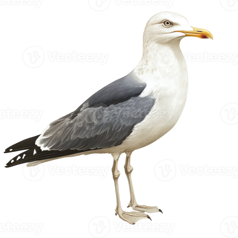 Seagull in Flight Over the Ocean on Transparent Background png