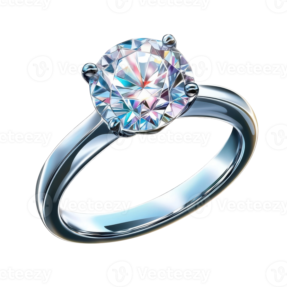 Exquisite Shiny Diamond Ring Isolated for Jewelry Advertisements on Transparent Background png