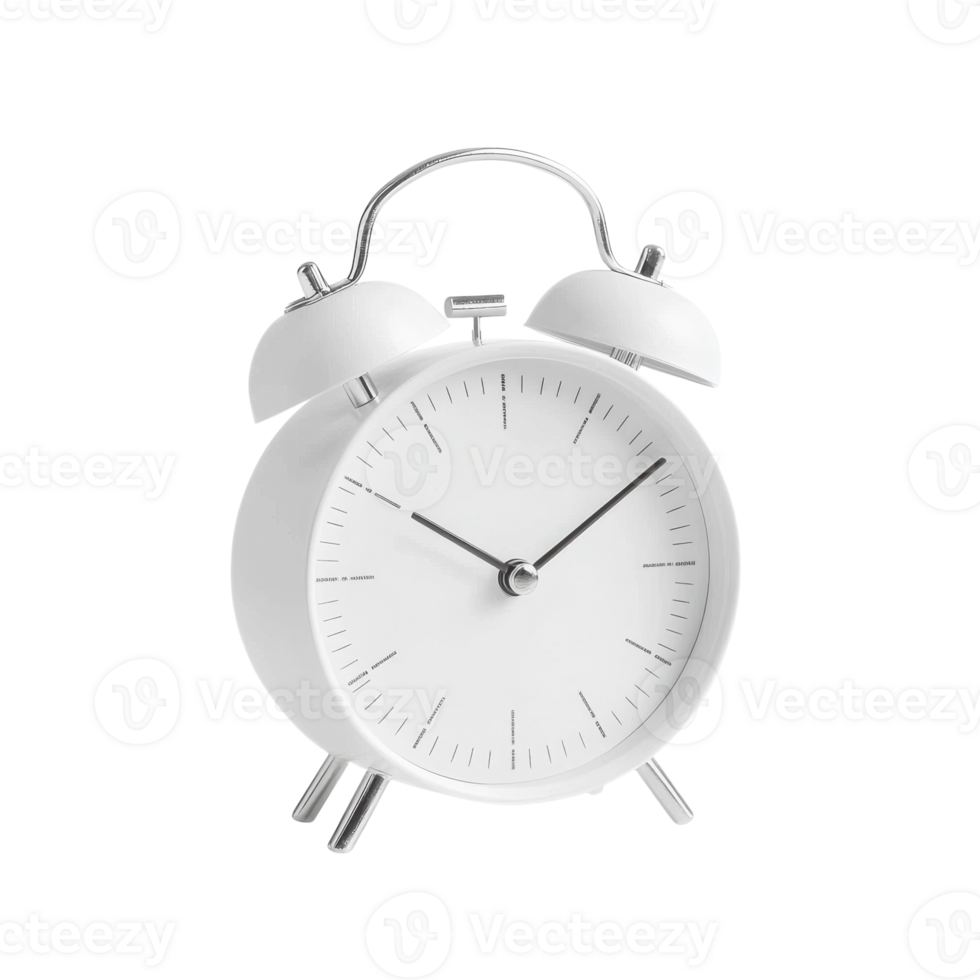 Simple White Alarm Clock on White Background for Home Decor and Time Management on Transparent Background png