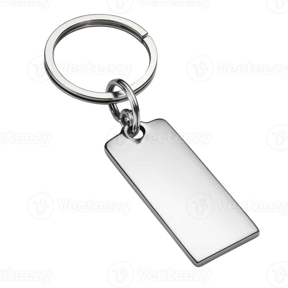 Slim Silver Keychain with Minimalist Design for Everyday Use on Transparent Background png