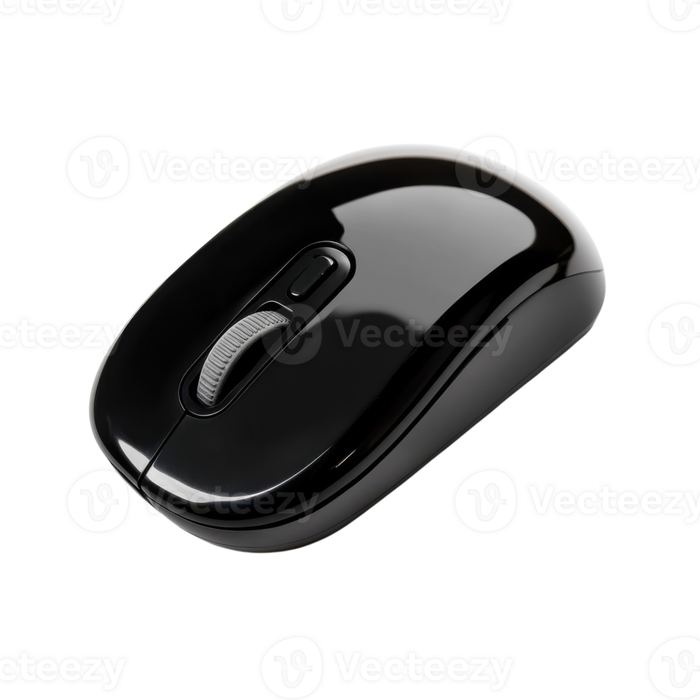 Sleek Black Wireless Mouse Design for Modern Offices on Transparent Background png