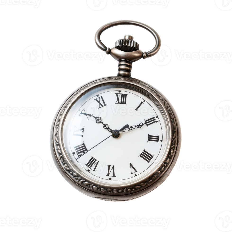 Elegant Small Silver Pocket Watch Isolated for Timeless Appeal on Transparent Background png