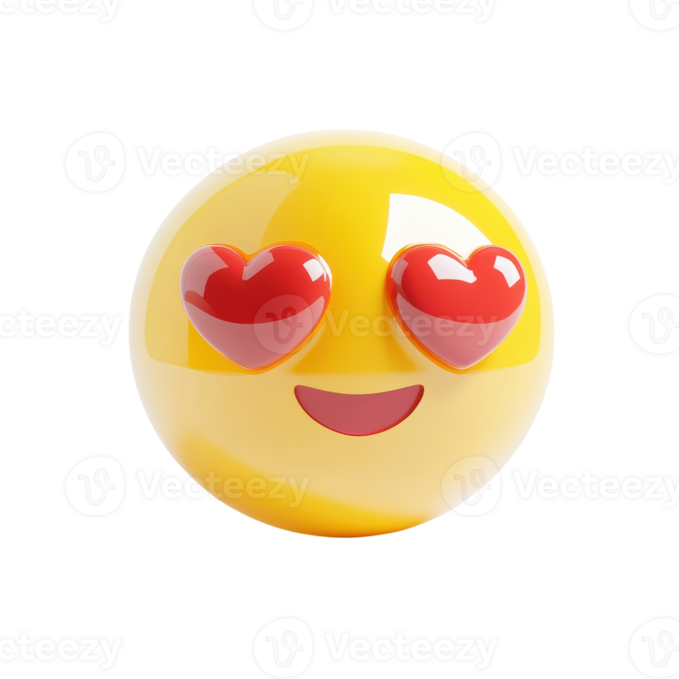 Smiley Face with Heart Eyes Emoji Icon for Emotional Expressions on Transparent Background png