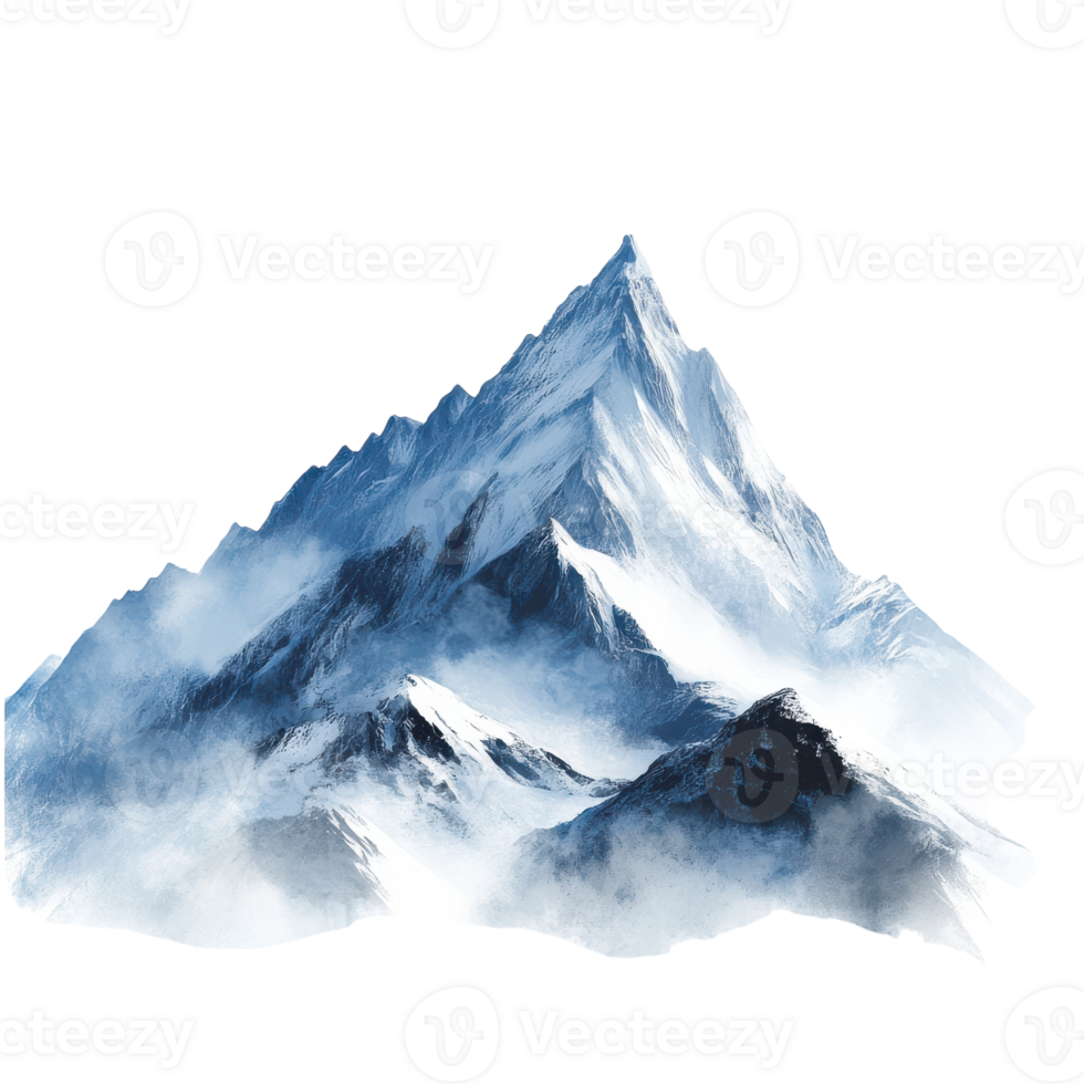Majestic Snowy Mountain Peak for Adventure and Nature Themes on Transparent Background png