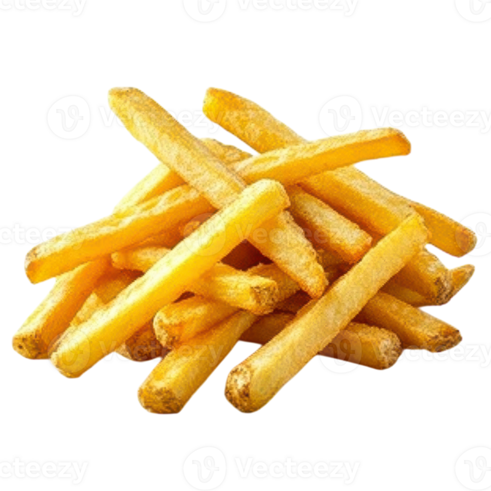 Delicious Stack of Crispy Fries Perfect for Social Media and Menu Designs on Transparent Background png