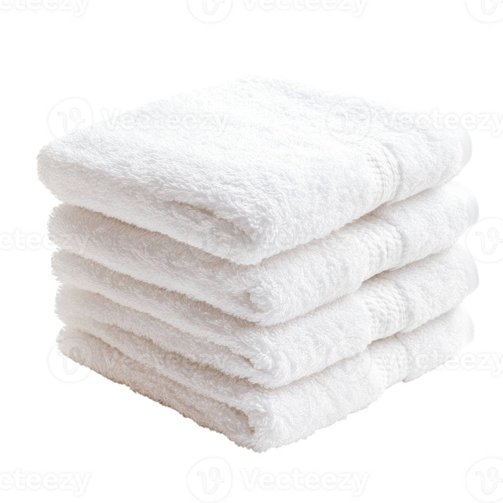 Stack of Fluffy White Towels for Spa or Home Use on Transparent Background png