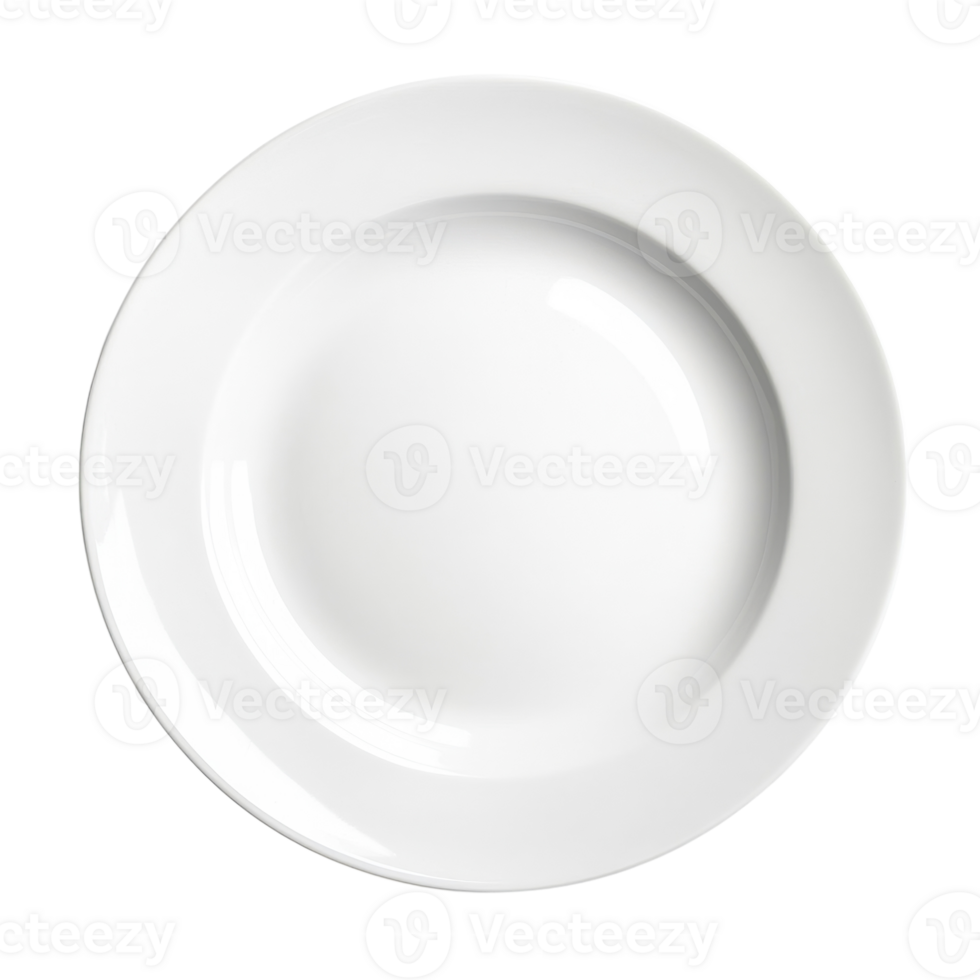 Elegant White Ceramic Dinner Plate for Dining and Catering on Transparent Background png