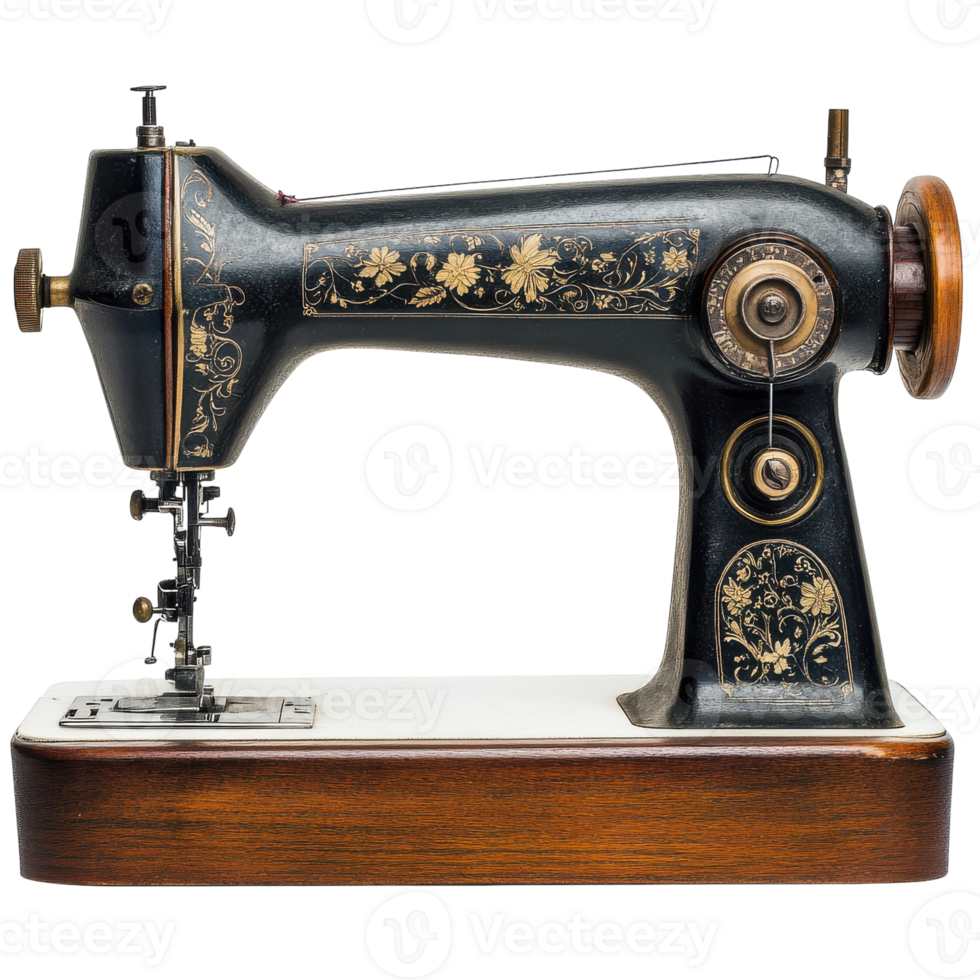 Vintage Sewing Machine Isolated on White Background for Crafting Projects on Transparent Background png