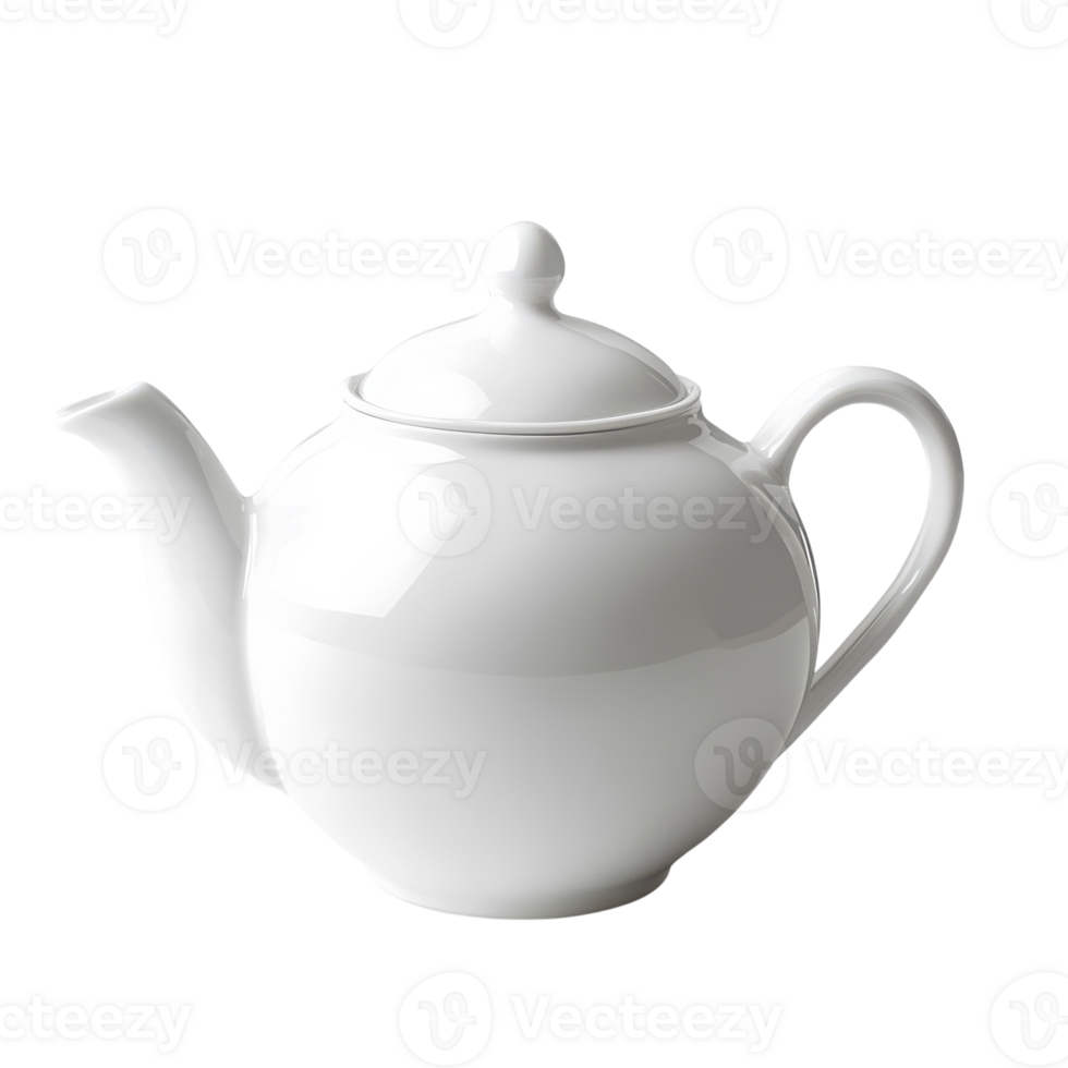 Elegant White Ceramic Teapot for Tea Lovers and Stylish Tables on Transparent Background png