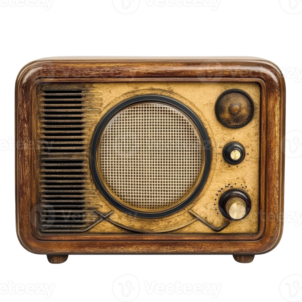 Vintage Radio Isolated on White Background for Nostalgic Themes on Transparent Background png