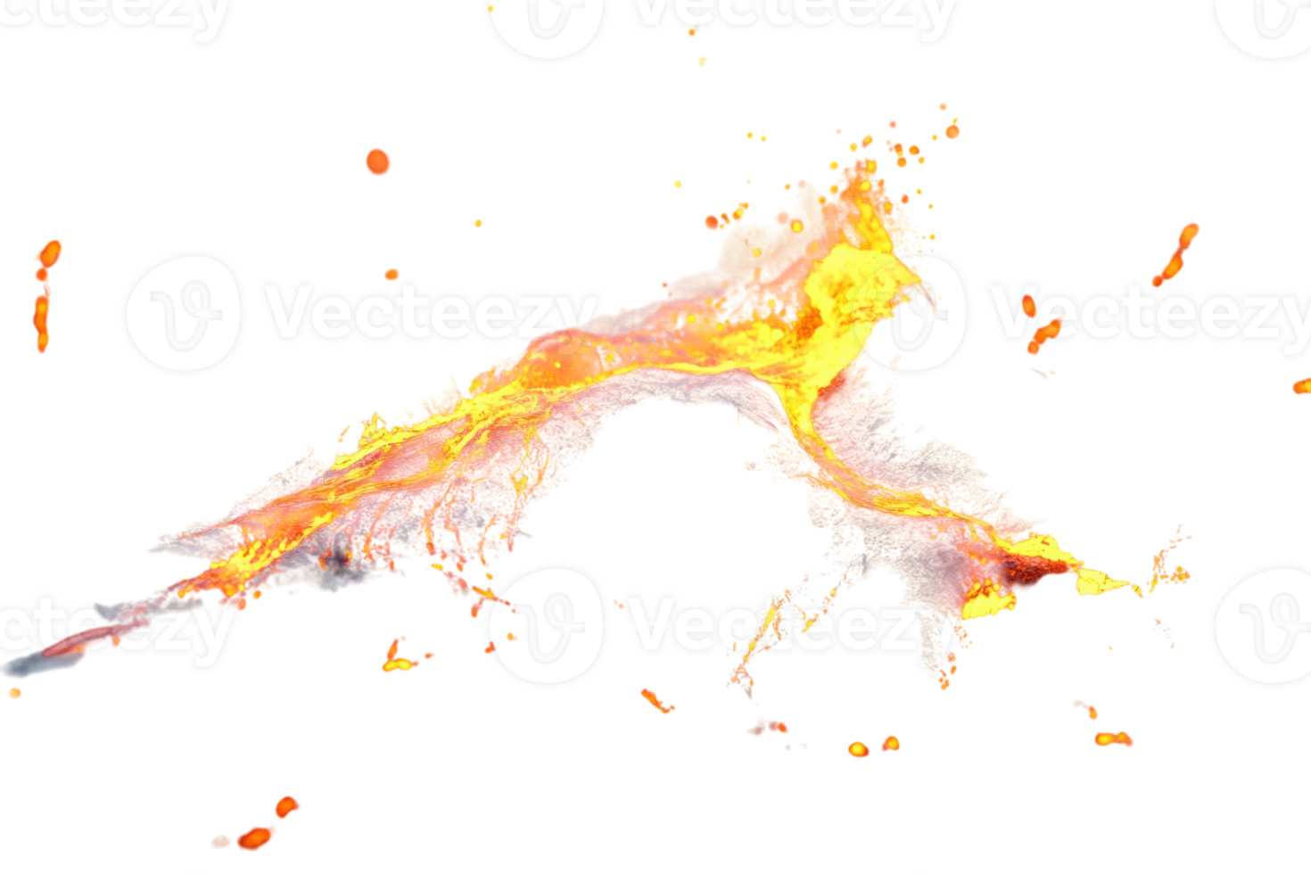 Dynamic eruption of molten lava displaying fiery colors and explosive energy in a vivid, abstract composition png