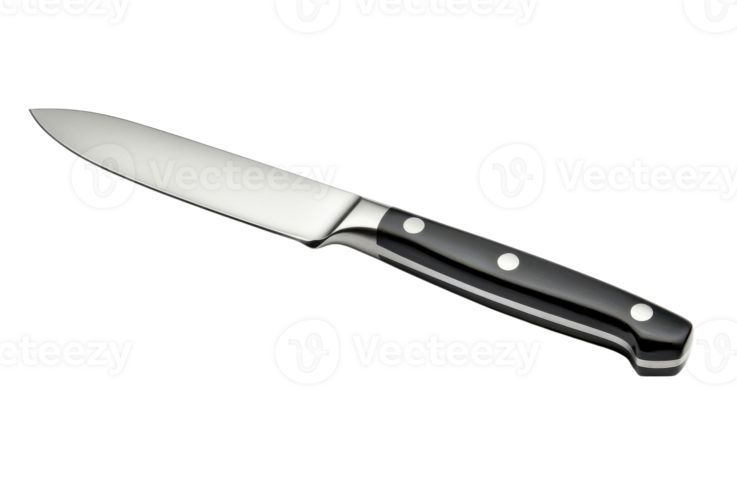 Sharp kitchen knife with a black handle on a white background ideal for culinary tasks and food preparation activities png