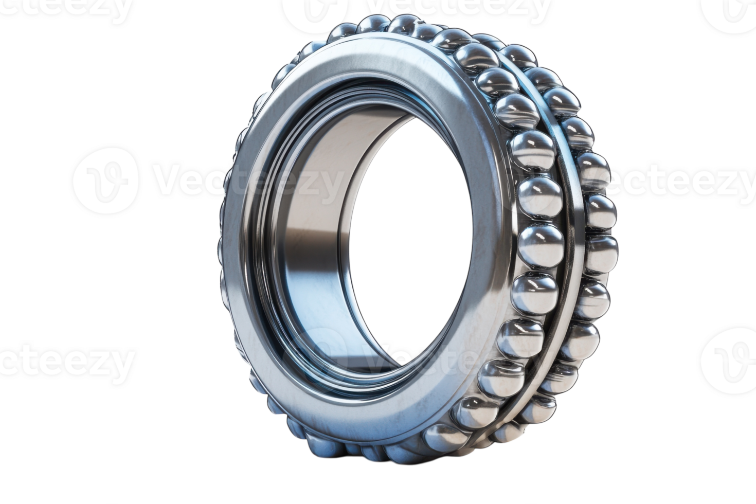 Detailed view of a metallic ball bearing showcasing its smooth surface and spherical elements png