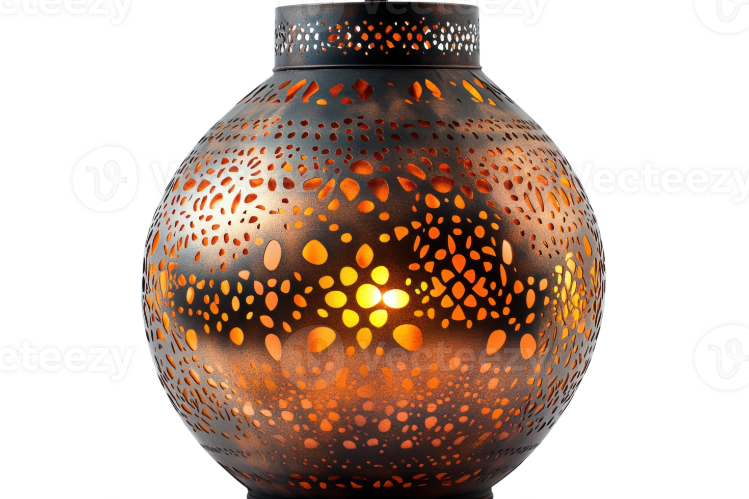 Unique decorative lantern with intricate patterns illuminating warm light in a cozy setting png