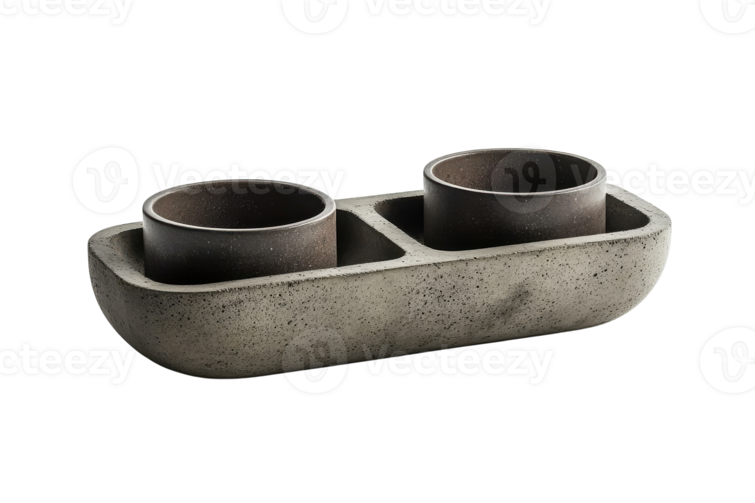 Decorative concrete planter designed for two potted plants featuring a modern and minimalistic style png