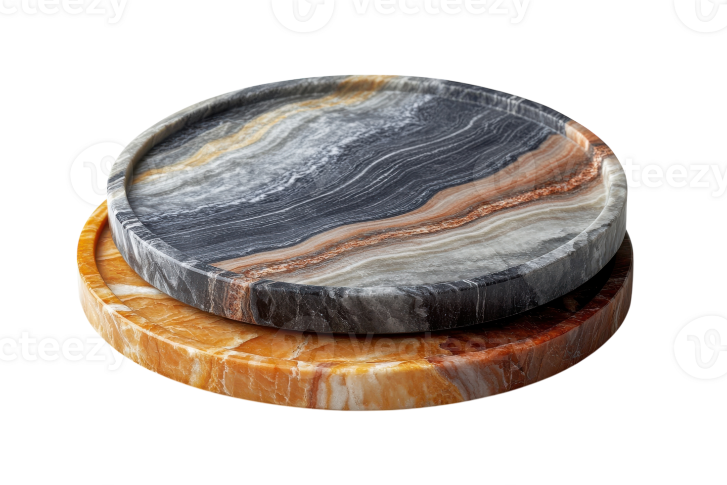 Elegant round coasters made from colorful natural stone suitable for dining or decorative use in home settings png