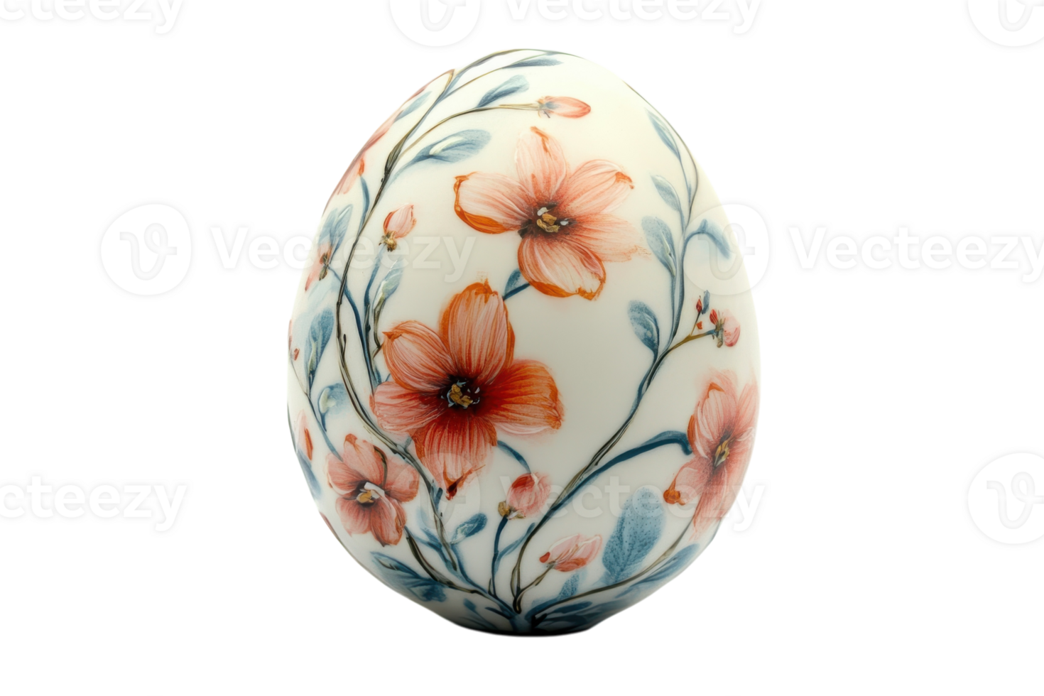Decorative ceramic egg with floral patterns displayed on a solid background in a craft setting png