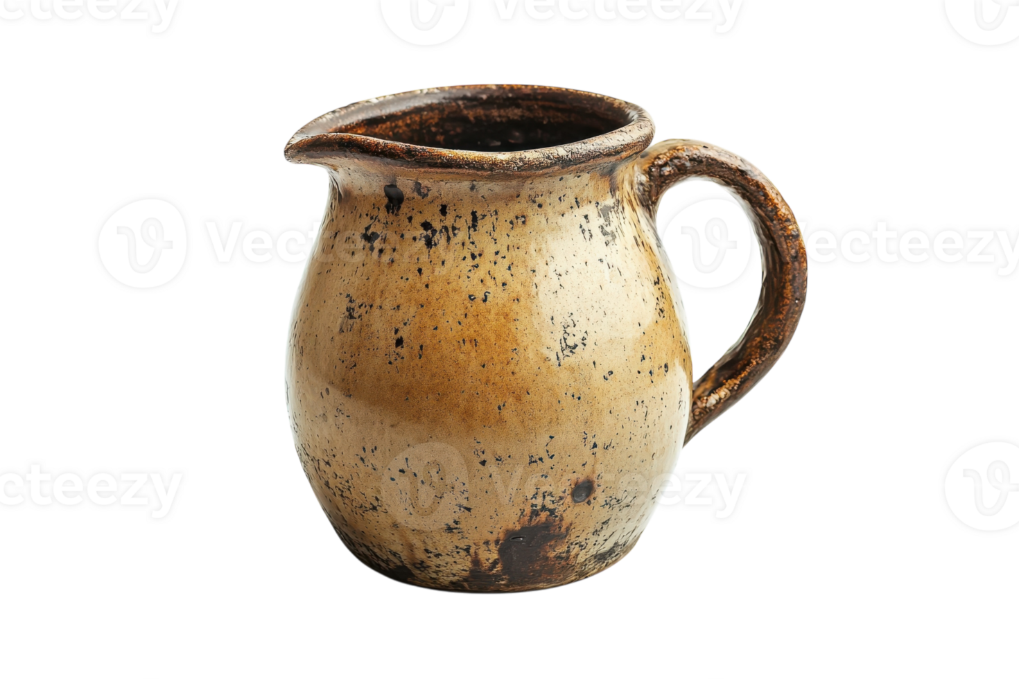 Beautifully crafted ceramic pitcher with rustic finish displayed on a simple background showcasing its unique texture and design png