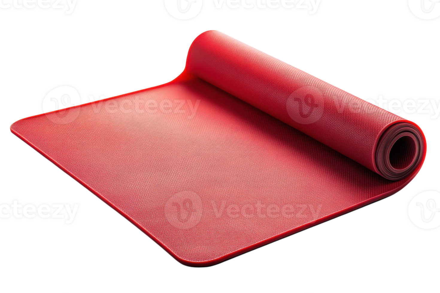 Bright red yoga mat displayed on a flat surface for fitness enthusiasts at home or studio practice png