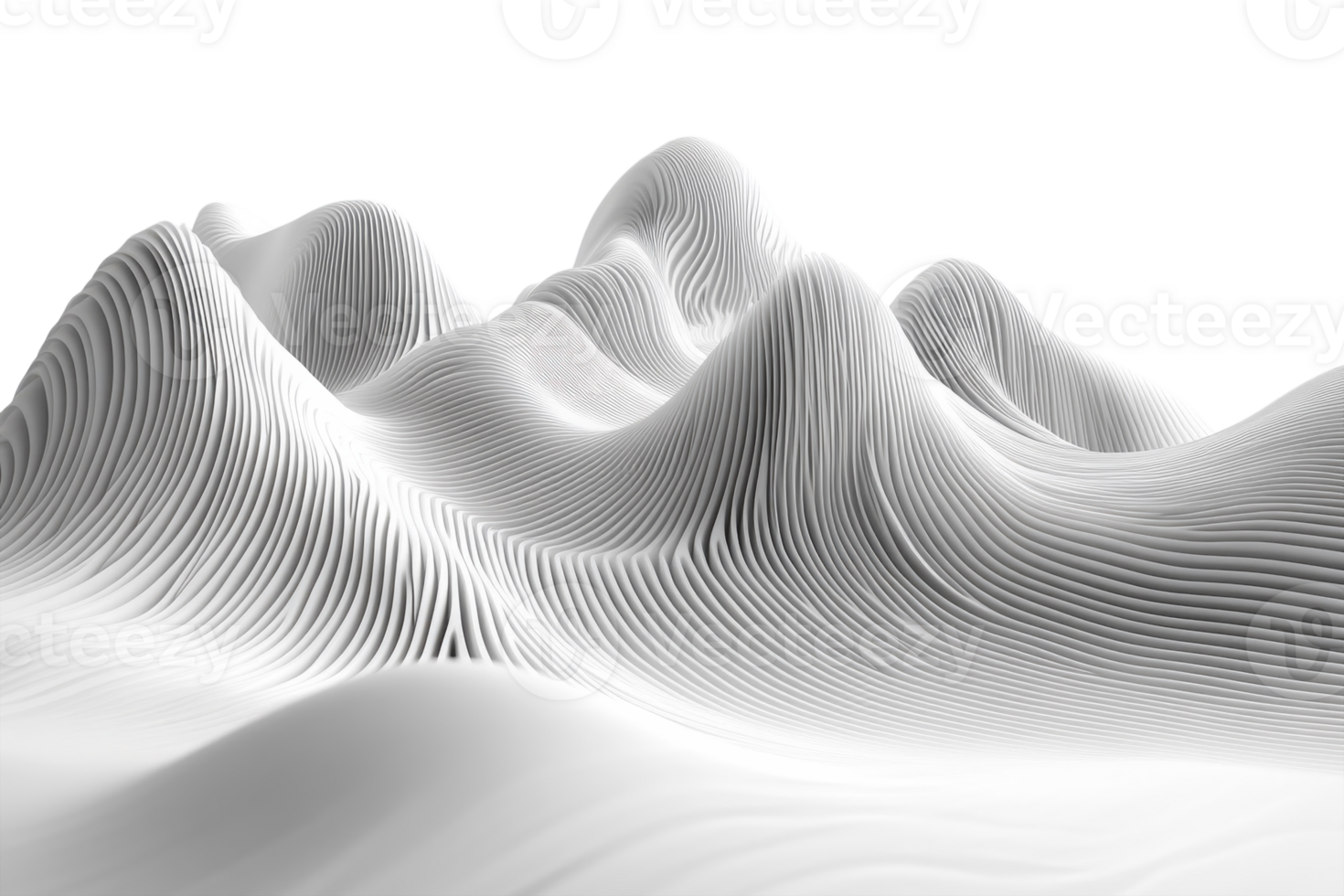 White textured hills create a serene and abstract landscape with flowing lines and soft curves png