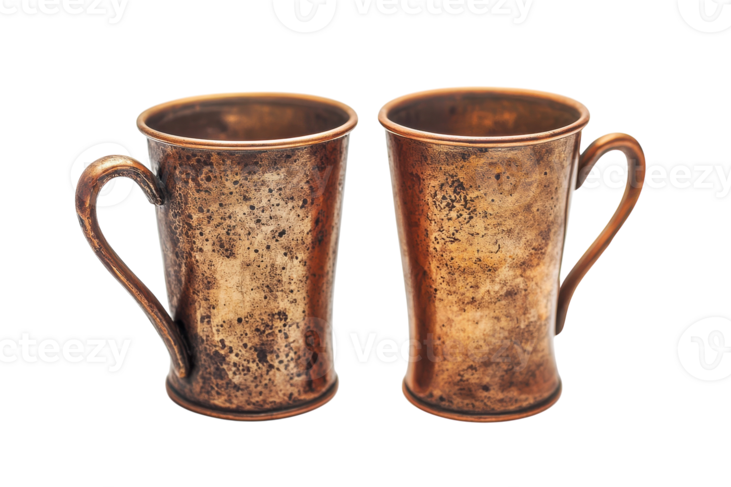 Unique vintage copper mugs showcasing artisanal craftsmanship in a classic design for beverages png