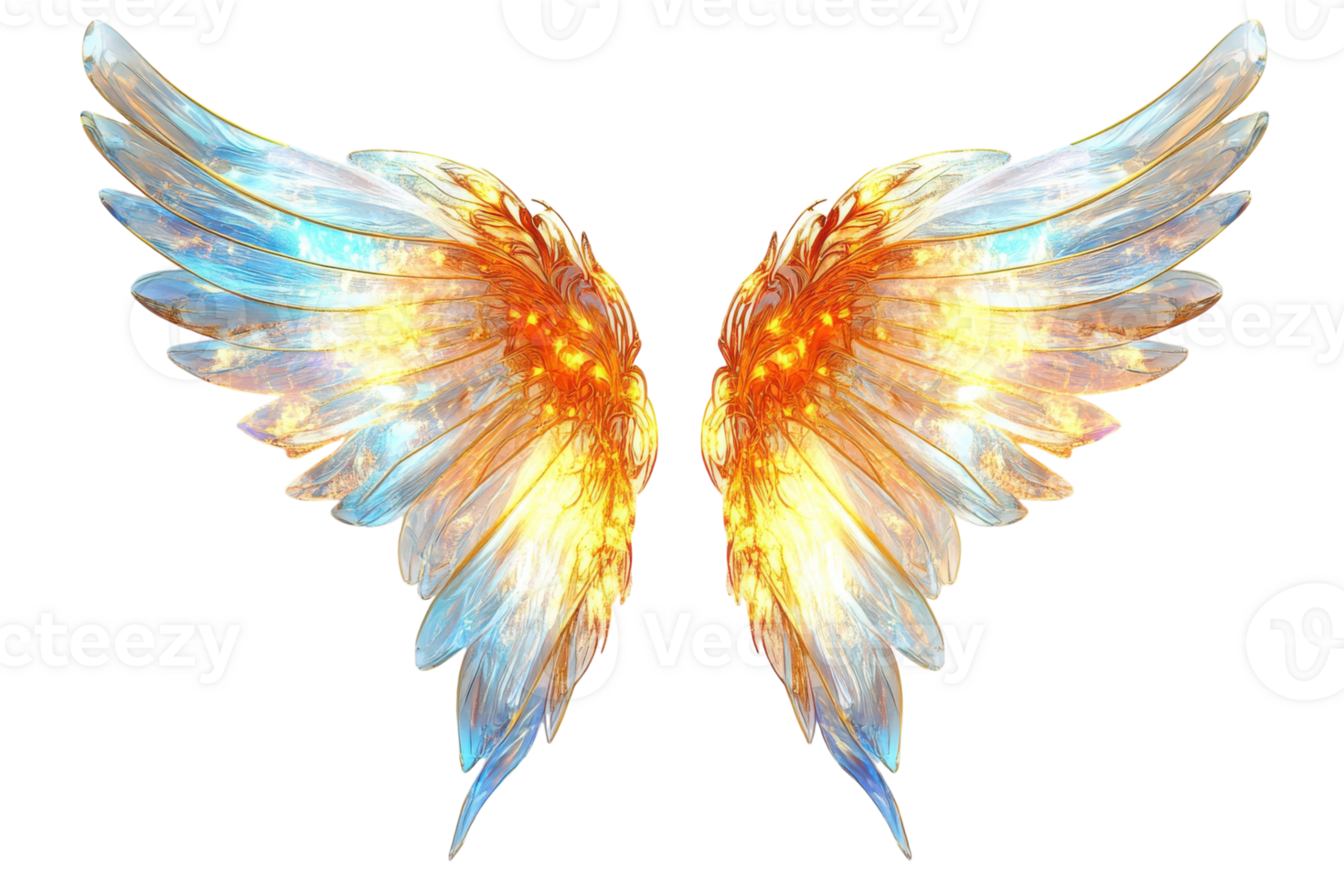 Ethereal wings radiate light and color in a fantasy-inspired design showcasing vivid details and intricate textures png
