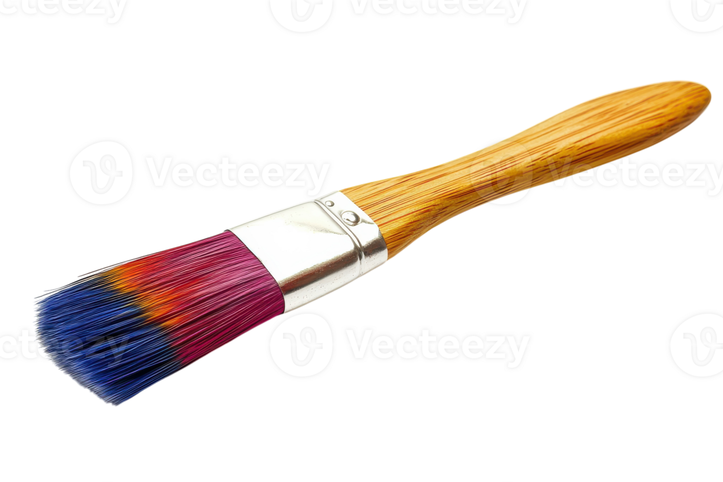 Colorful paintbrush with vibrant bristles ready for artistic projects and creative endeavors in a studio png