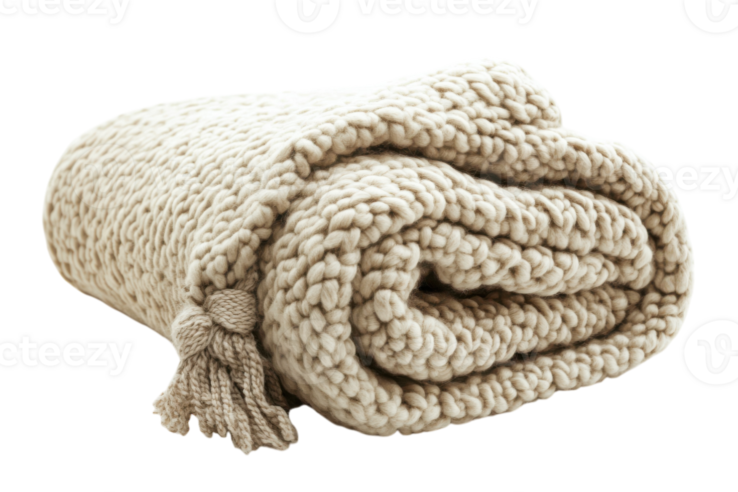 Cozy beige knitted blanket showcasing intricate textures and soft appearance for home decor png
