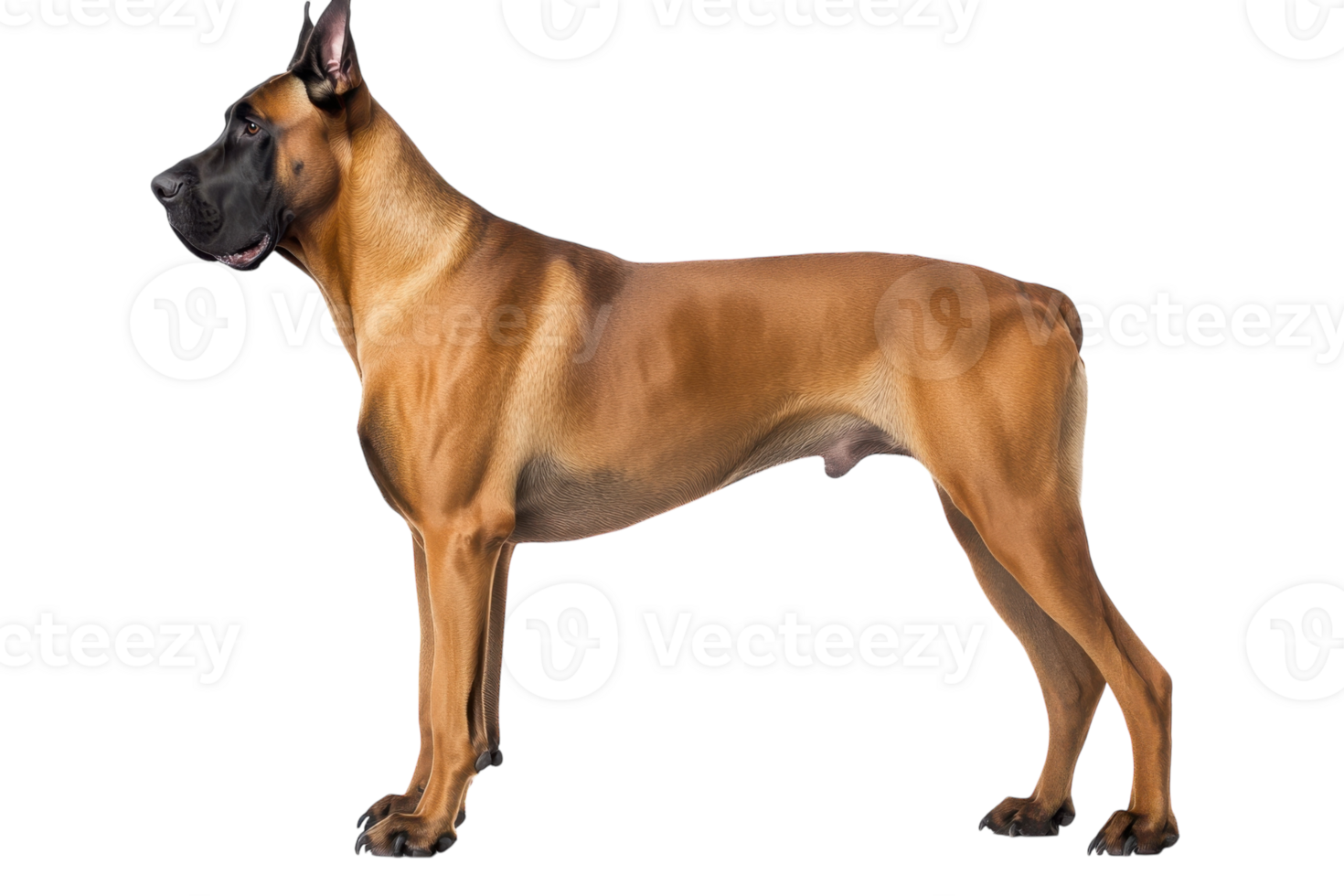 Strong and majestic Great Dane standing proudly with a glossy coat in a bright setting displaying its impressive stature png