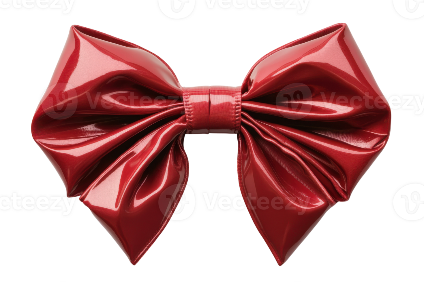 Large glossy red bow with smooth texture suitable for decorations and gifts at various events and celebrations set against a plain background png