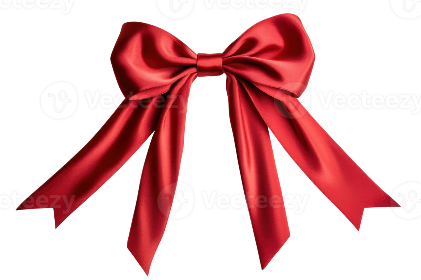 Bright red satin bow with elegant loops and tails used for gift wrapping and decoration at festive occasions throughout the year png