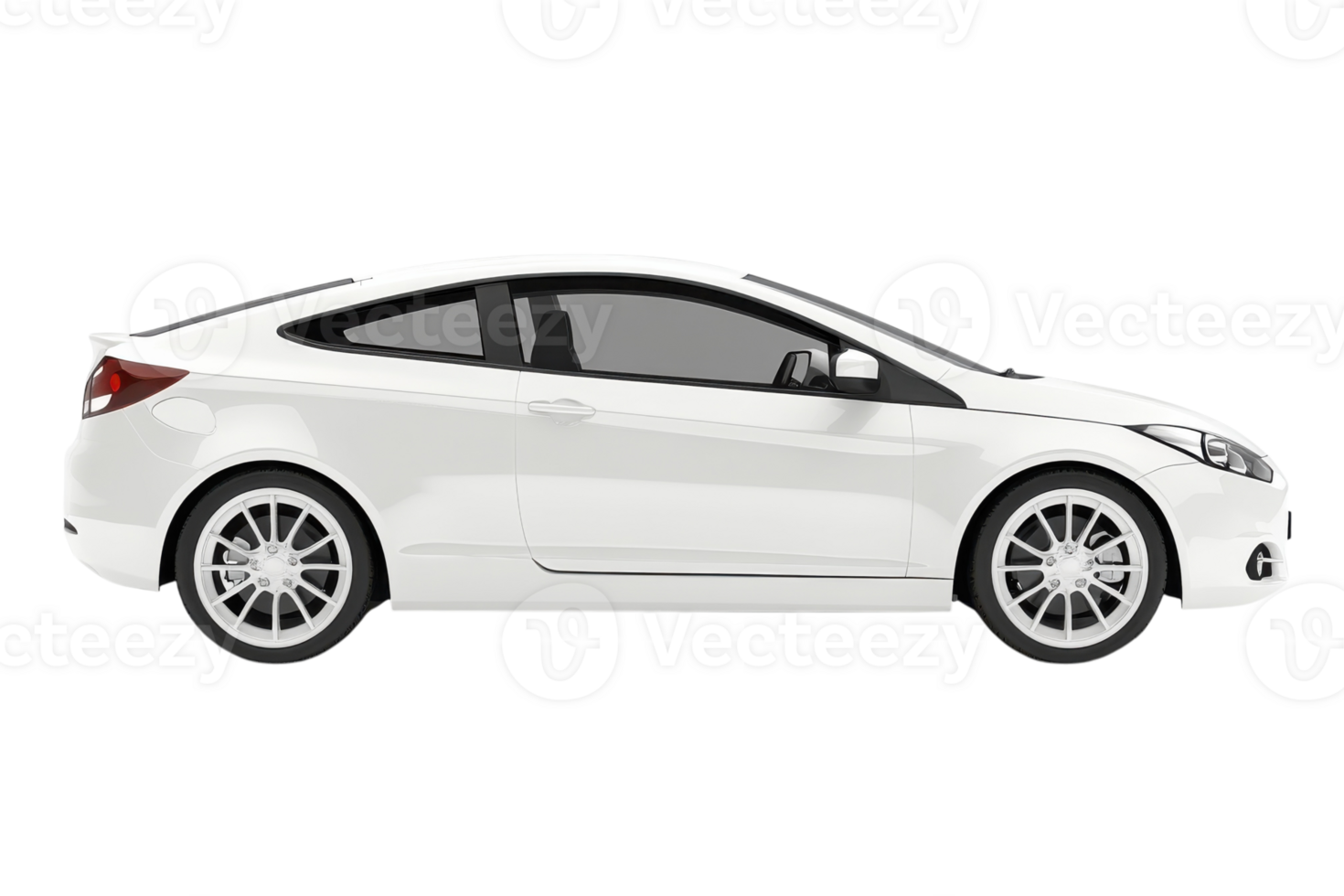 White sporty car with sleek design parked in a minimalist studio with smooth lighting and clean background png