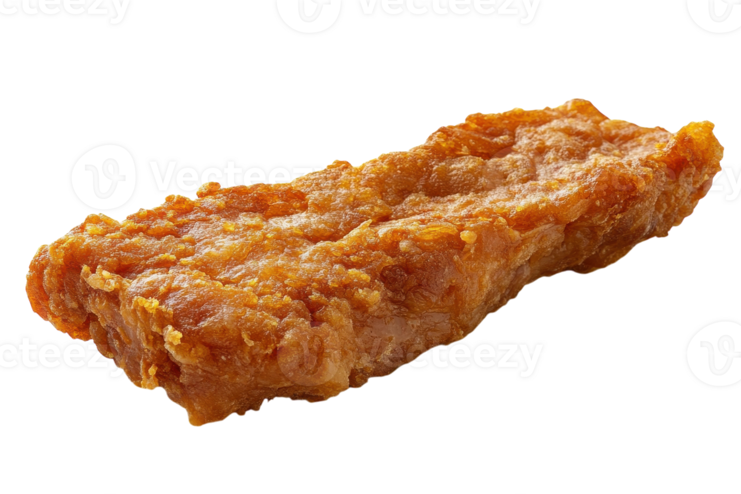 Deliciously crispy fried chicken strip served on a simple background highlighting its golden texture and appetizing appearance png