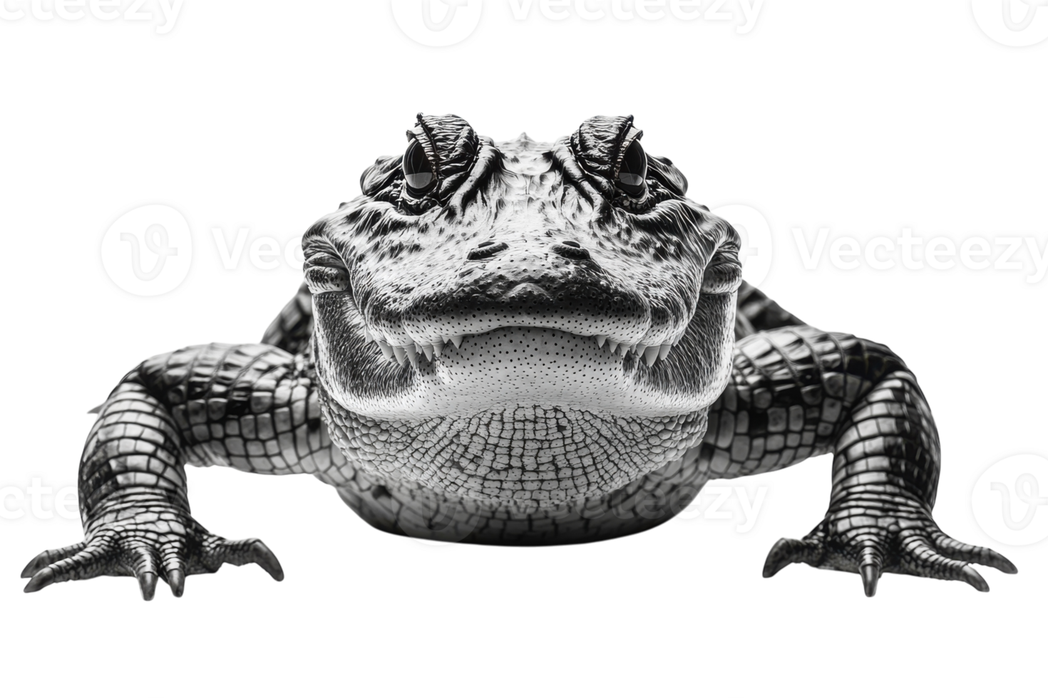 Close-up of a black and white reptile with intricate skin patterns and unique features in a studio setting png