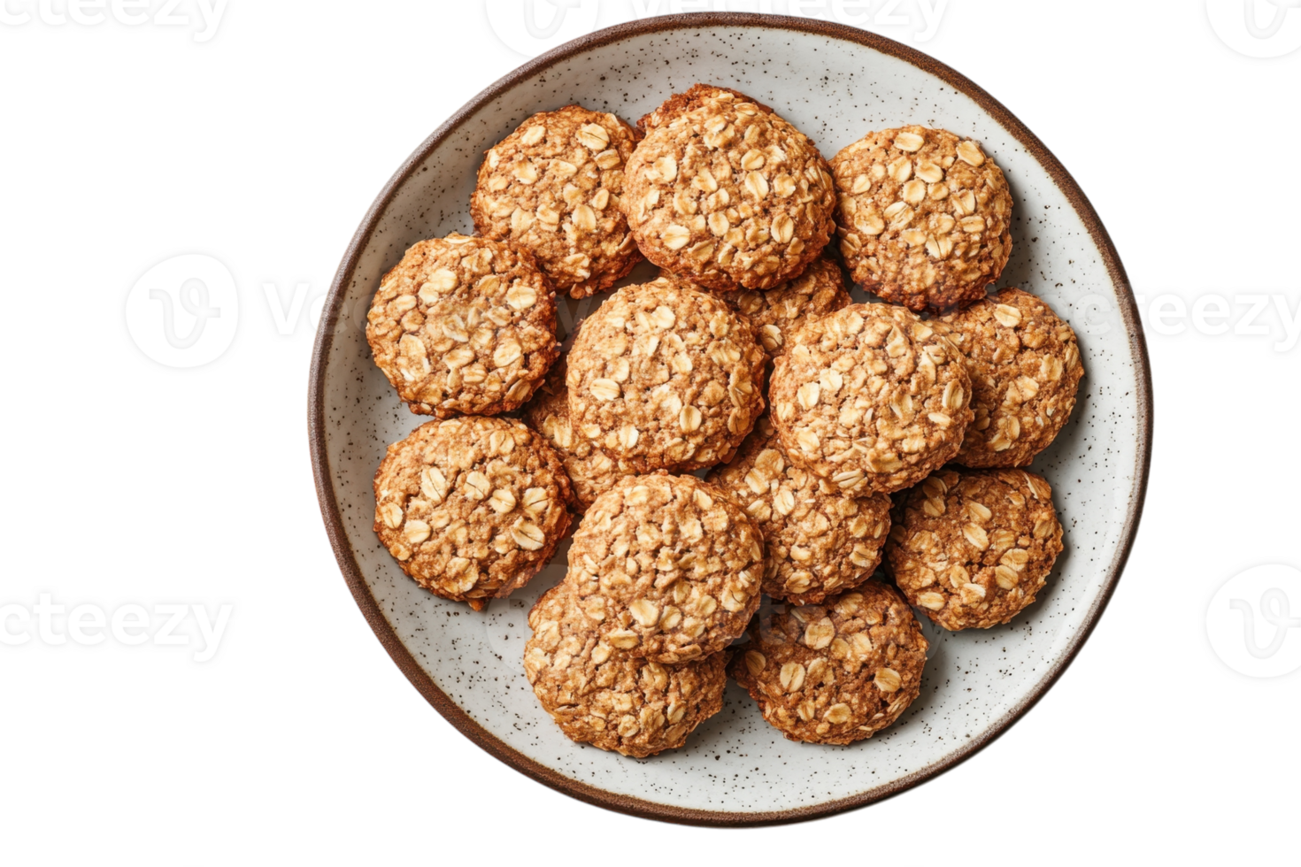 Oatmeal cookies arranged neatly on a decorative plate, showcasing a homemade treat for any occasion png