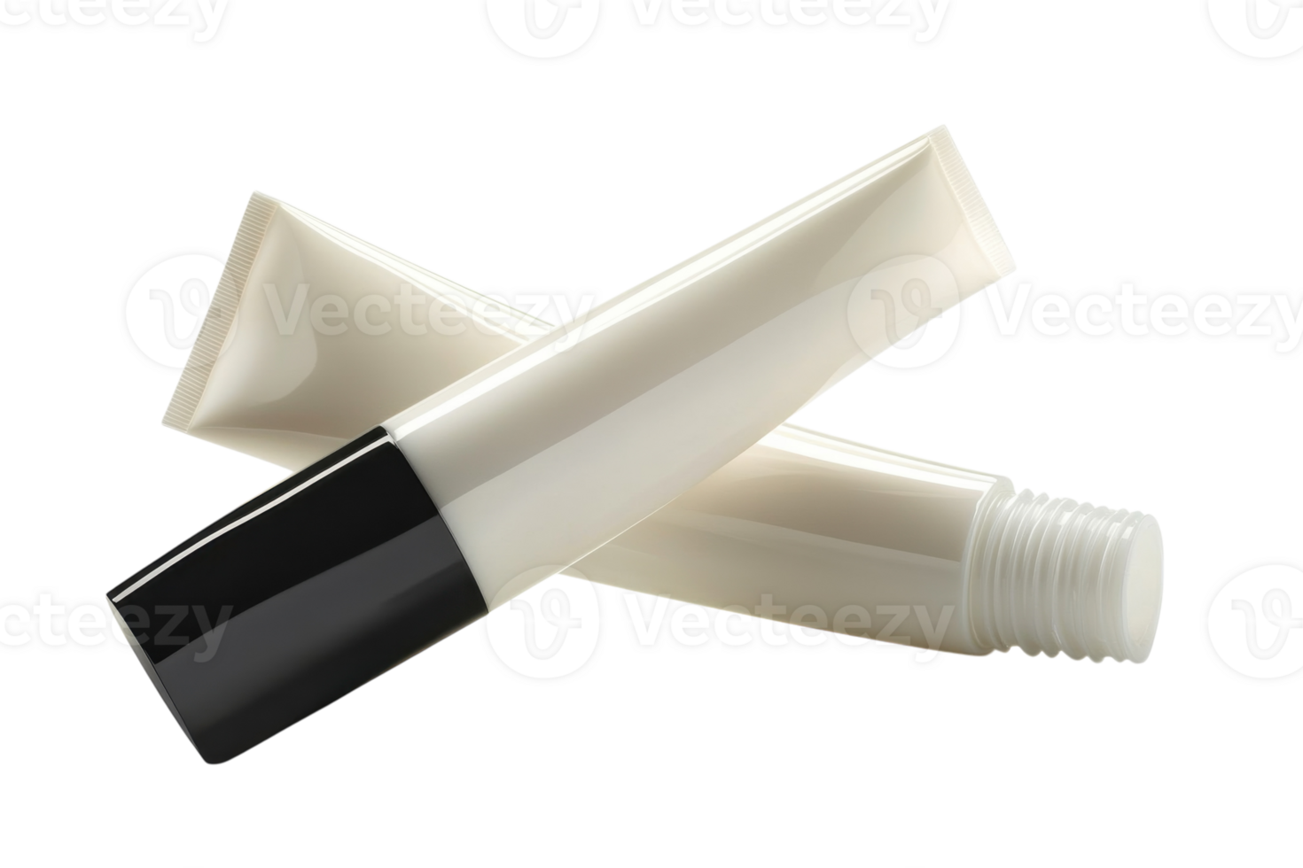 Creamy cosmetic tubes arranged artistically against a plain background showcasing beauty products for skincare enthusiasts png