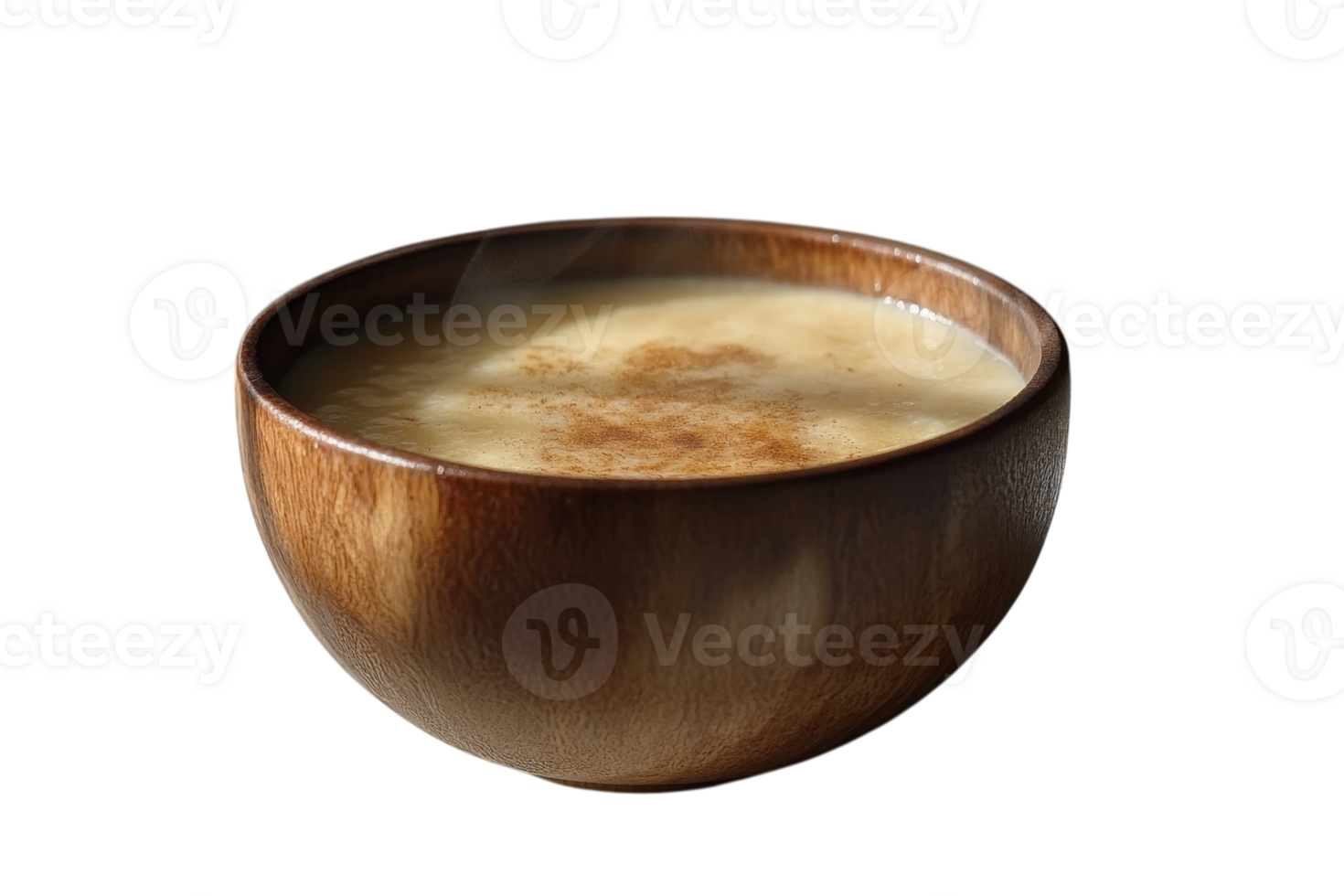 Delicious steaming bowl of soup served in a wooden bowl, perfect for a cozy meal on a chilly day png
