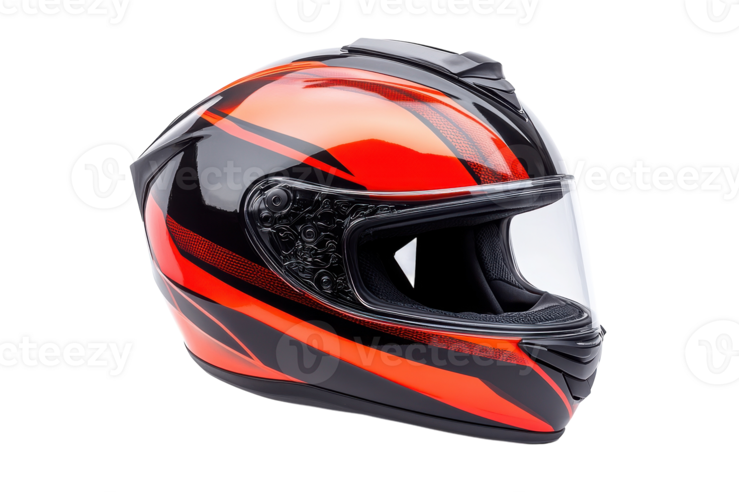 Motorcycle helmet featuring striking black and red design for safety and style during rides png