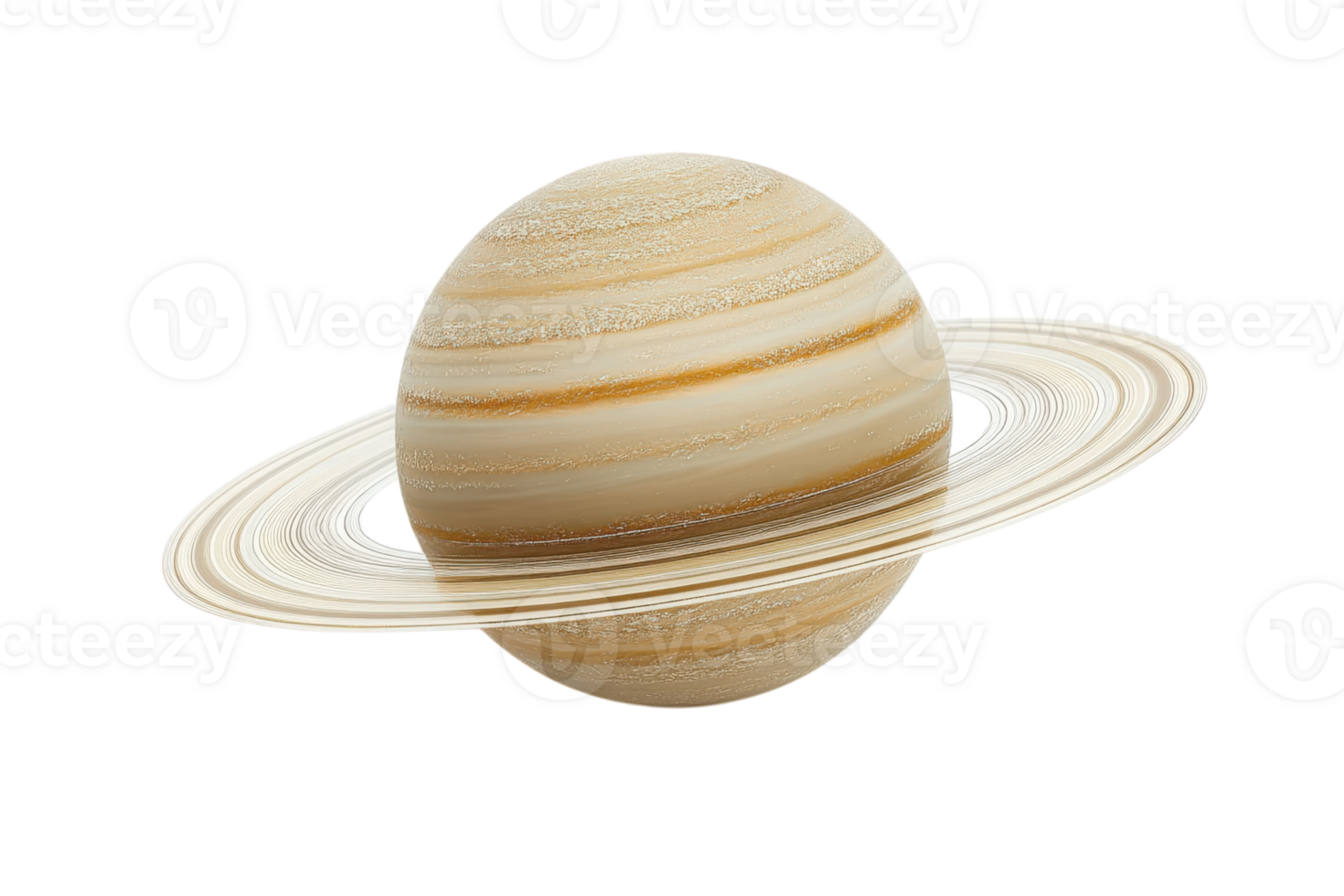 Beautiful depiction of Saturn showcasing its distinctive rings and colorful bands in a clear cosmic environment png