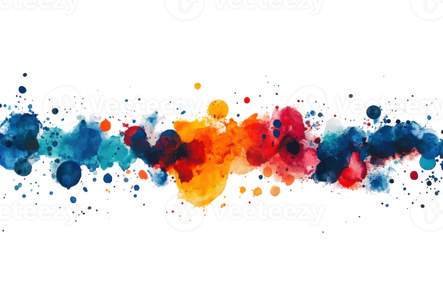 Colorful abstract splashes of paint creating a vibrant artistic effect on a white background png