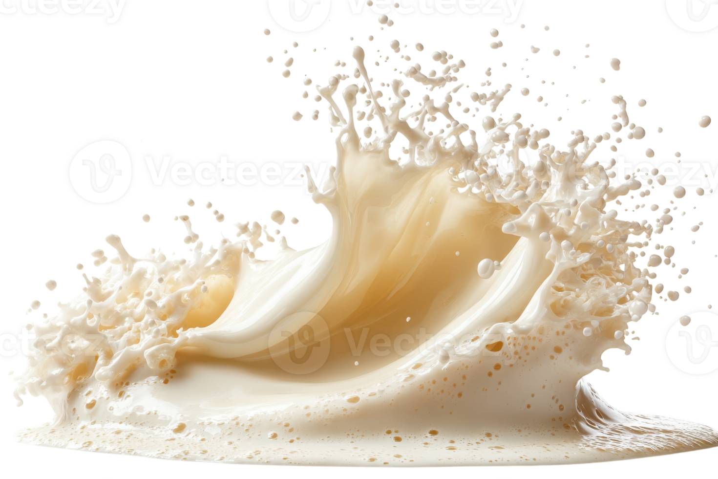 Dynamic splash of milk creating intricate patterns on a white background png