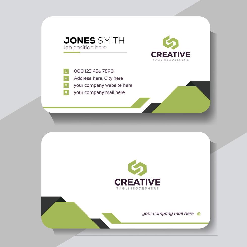Professional business card with Green details vector