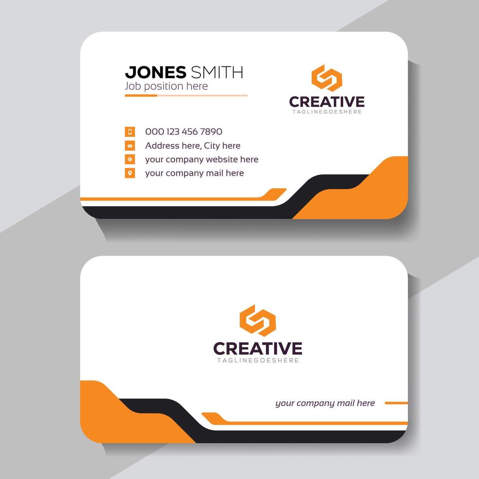 Minimal black and Orange business card template vector